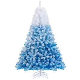 Costway - 6 FT Artificial Christmas Tree with 820 Branch Tips & Folding Metal Stand - Blue+White