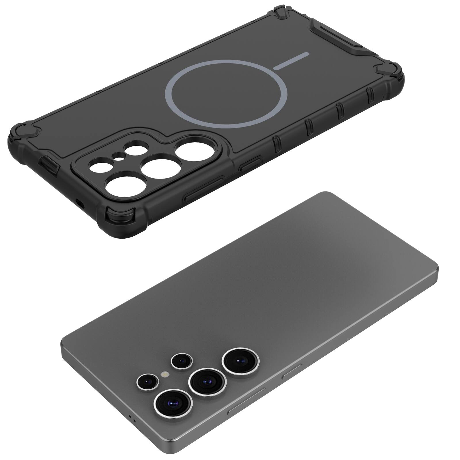 Alt View 9. UUCOVER - Magnetic Case for Samsung Galaxy S23 Ultra, Compatible with MagSafe, Shockproof Drop-proof Slim Heat Dissipation Cover - Black.