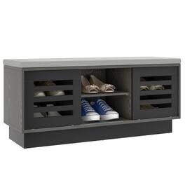 Costway - Shoe Storage Bench with Cushion Shoe Storage Organizer Shoe Rack Entryway - Grey,Dark Grey