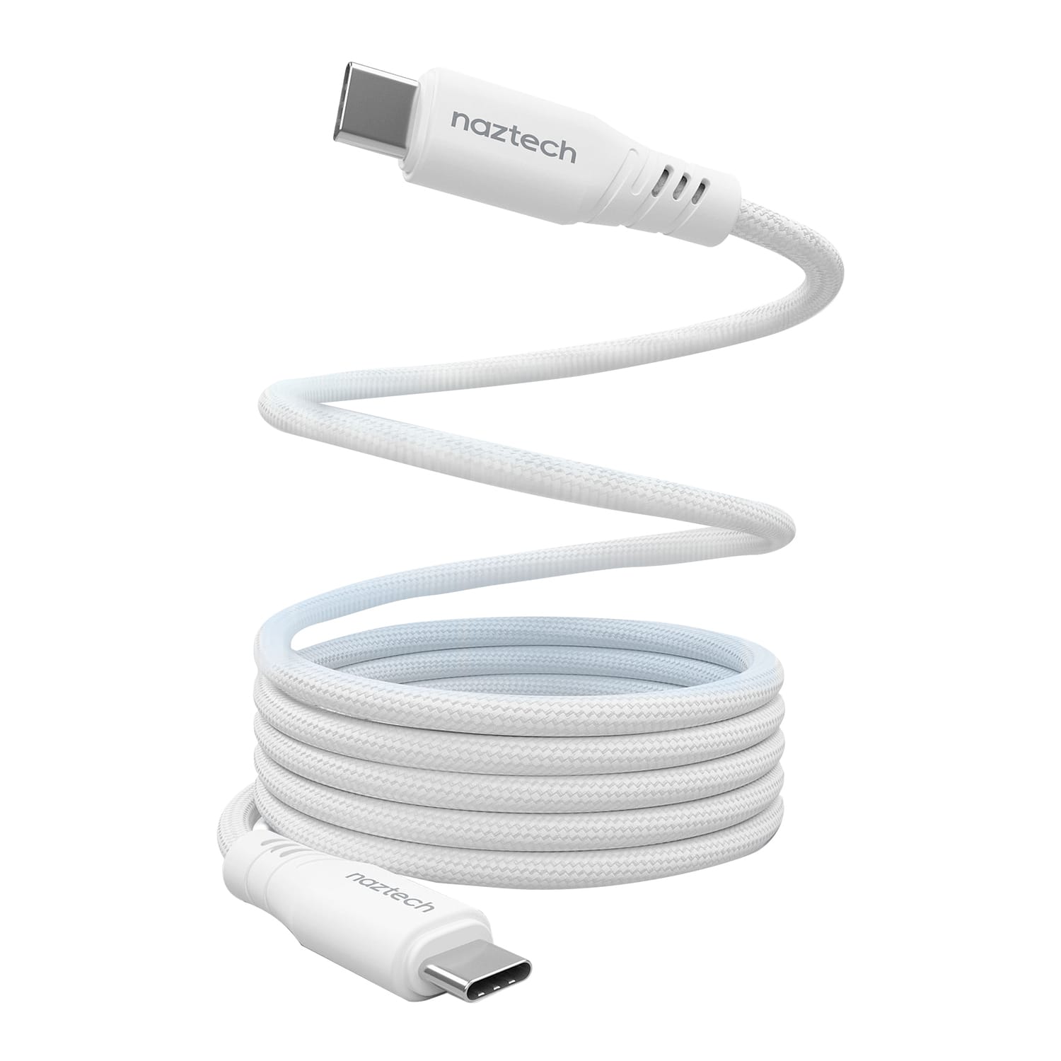 Naztech - 16049 REcoil 100-Watt 6-Ft. USB-C to USB-C Magnetic Braided Cable - White