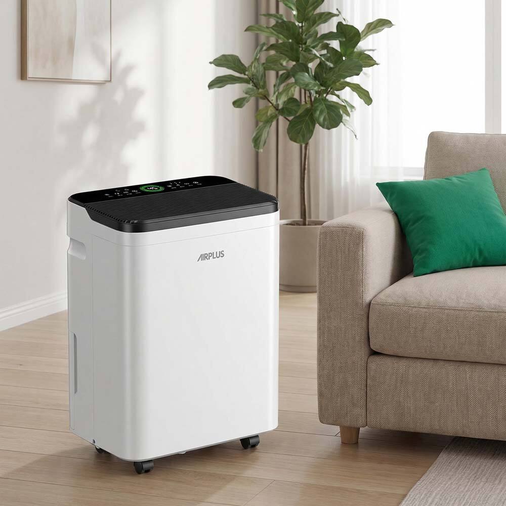 Back. Airplus - 50 pt. 4,500 sq.ft. Dehumidifier with Drain Hose and Bucket in White for Basement - White.