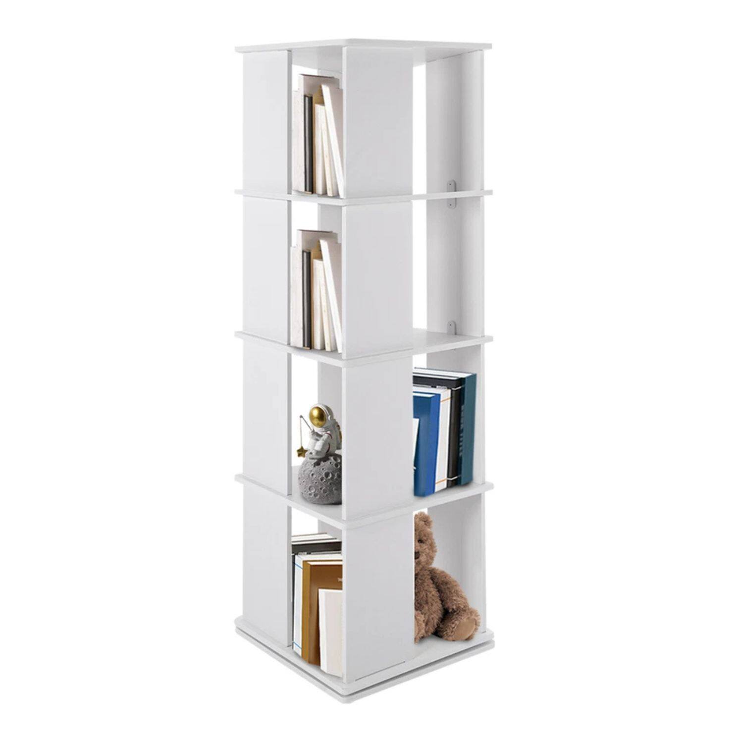 Alt View 2. Home Collection - 4 Tiers 360° Rotating Bookshelf Bookcase Storage - White.