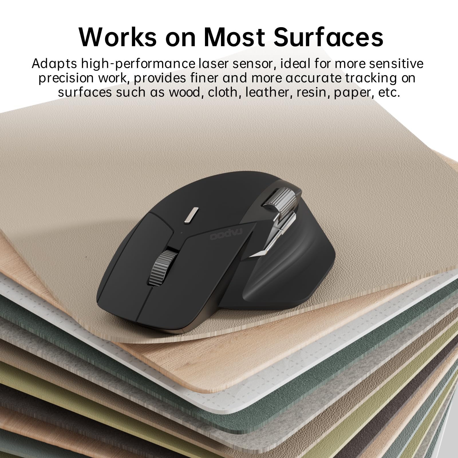 Works on Most Surfaces

Adapts high-performance laser sensor, ideal for more sensitive precision work, provides finer and more accurate tracking on surfaces such as wood, cloth, leather, resin, paper, etc.