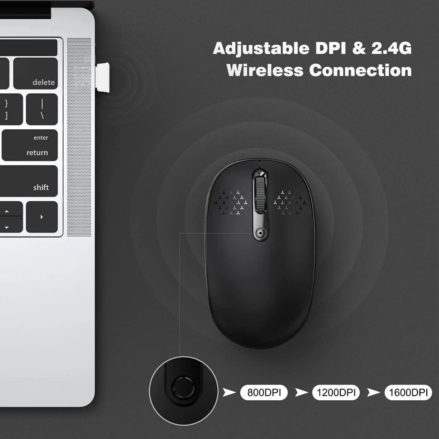 Adjustable DPI & 2.4G Wireless Connection

800DPI 1200DPI 1600DPI