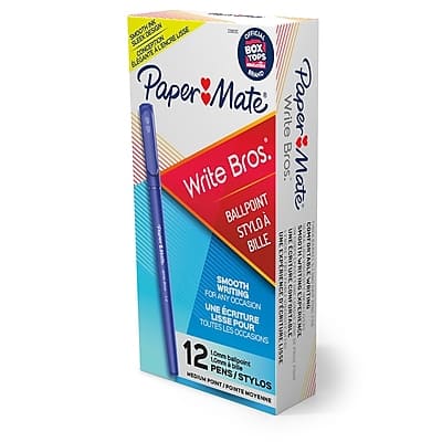 Paper Mate - Write Bros. Ballpoint Pen, Medium Point, Dozen - Blue Ink