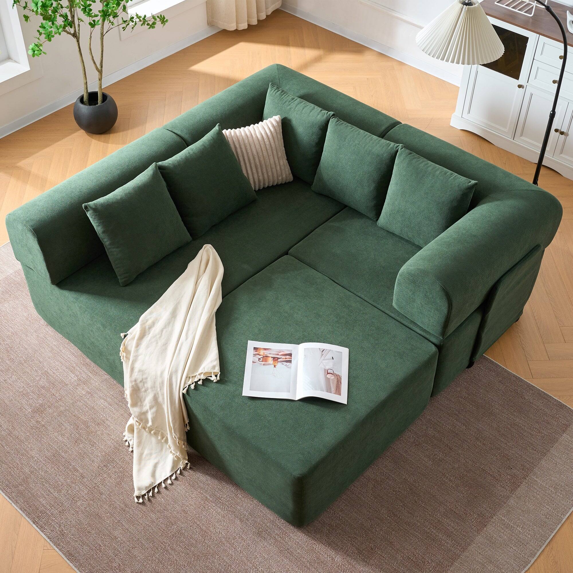 Alt View 3. Boyel Living - Compressed Modular Green Velvet Sofa No Assembly Required 4-Seat - Green.