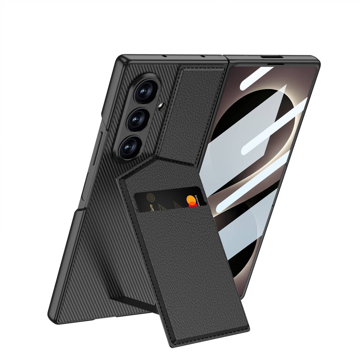 Dteck - for Samsung Galaxy Z Fold8 Ultra Case with Built-in Tempered Glass Protector, Slim Card Pocket Kickstand Hybrid Cover - Black price history on PriceWatchPro