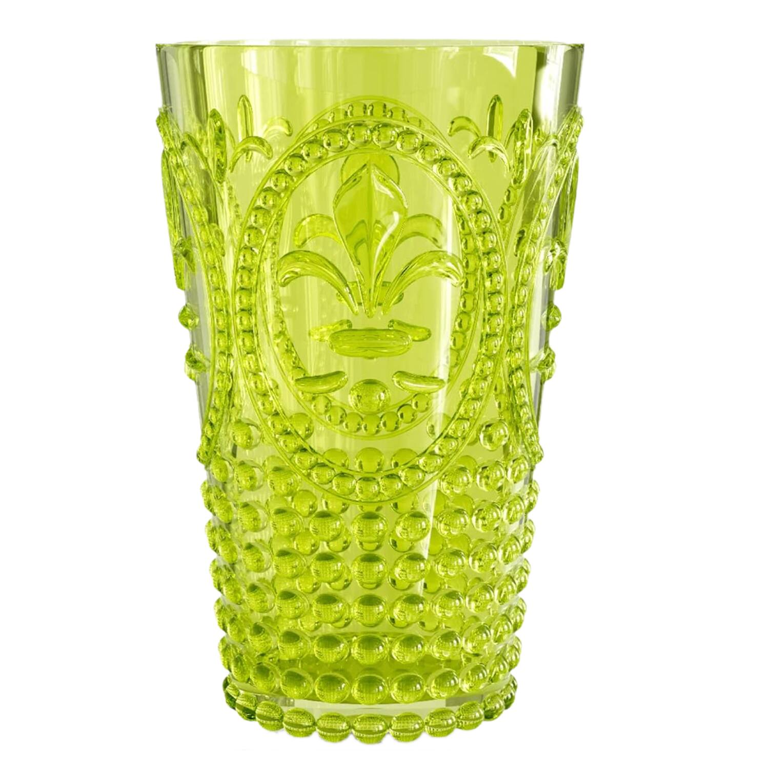 Angle. Jay Import - Green Fleur De Lis Drink Tumblers (Set of 4) - 25.3 oz - Green.