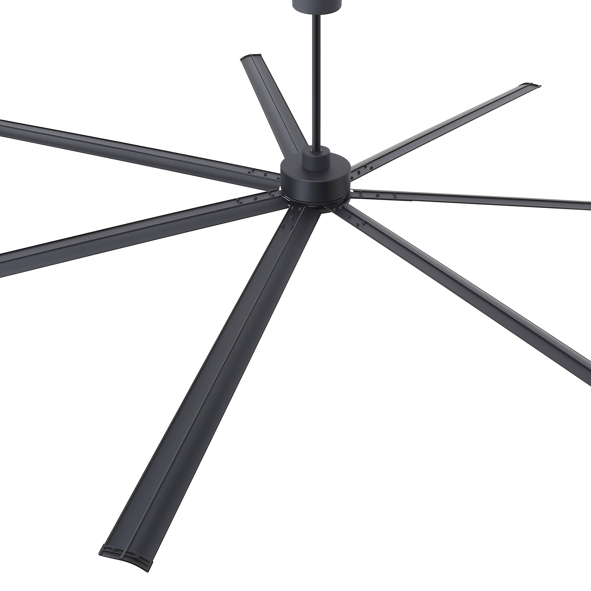 Alt View 10. Breezary - 84/96/120 Inch Extra Large HVLS Commercial Ceiling Fan, No Light, Aluminum Blades, DC Motor, Remote, 3 Downrods Included - Black.