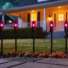 Northlight - Lighted C9 Bulb Halloween Outdoor Pathway Markers - 14" - Set of 10 - Purple