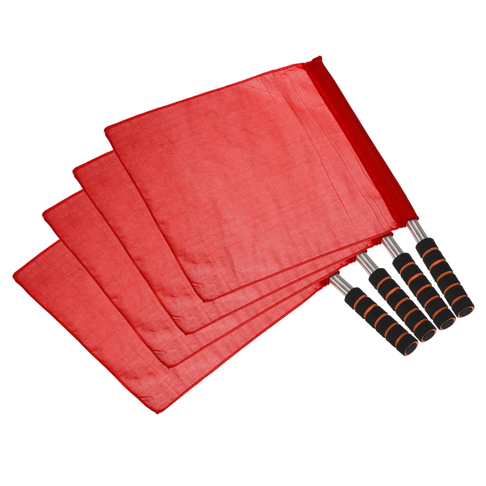 Unique Bargains - Referee Flag, 4pcs Stainless Steel Pole Sponge Handle for Football/Soccer/Track & Field Linesman Command Signal - Red
