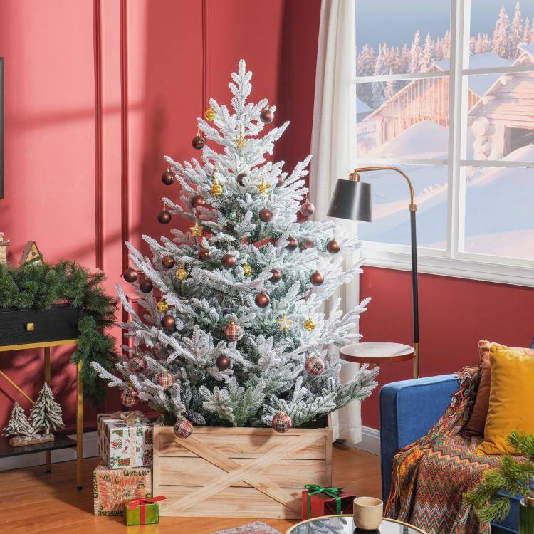 Alt View 2. PULUZ - 6 FT Artificial Christmas Tree, Flocked Hinged Xmas Tree with 795 Tips, Steel Base, Auto Open - Green.