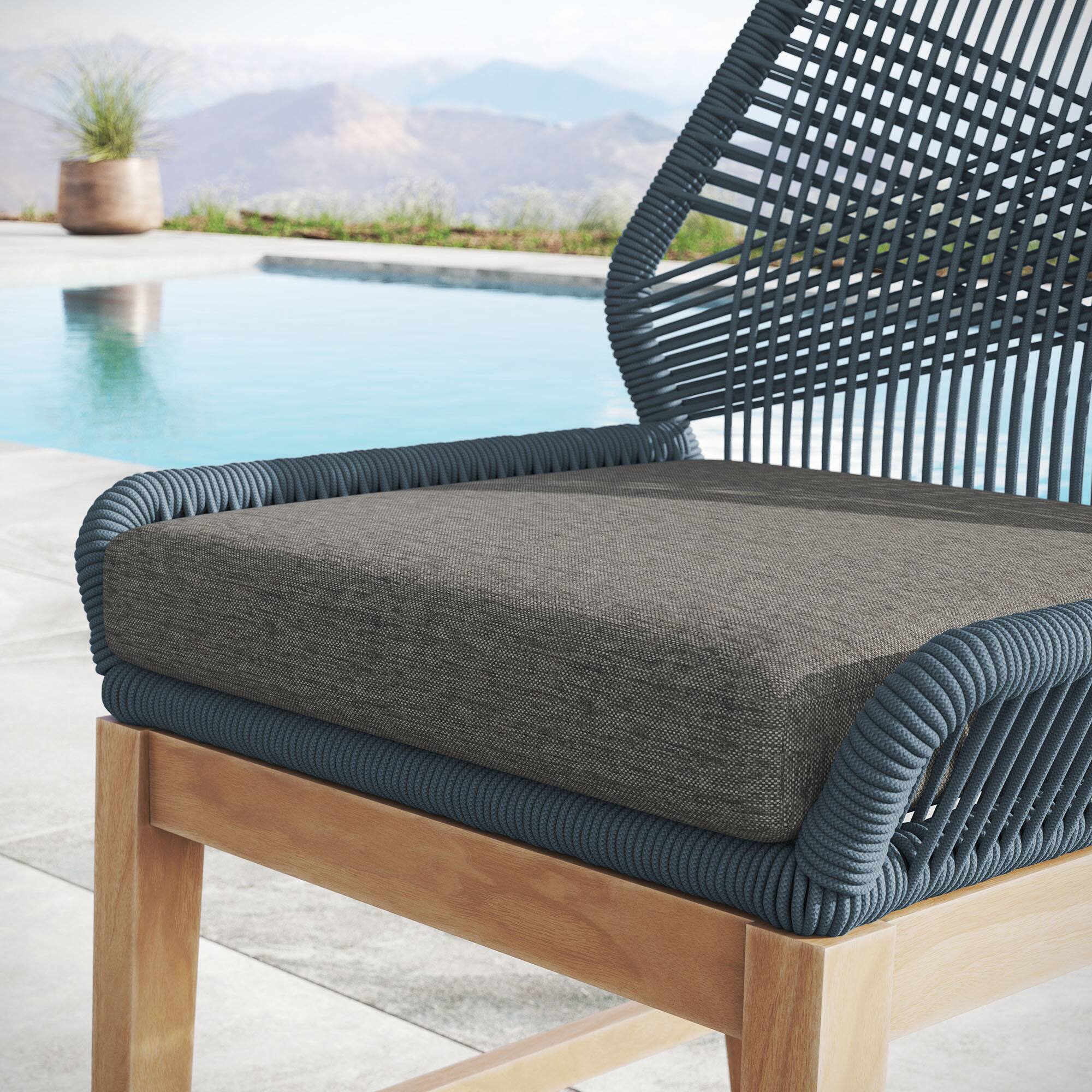 Alt View 1. Modway - Wellspring Outdoor Patio Teak and Rope Counter Stool by Modway - Blue Graphite.