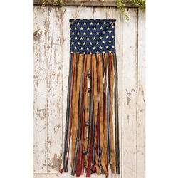 BreeBe Primitive Rag Strip Flag Banner w/Jinge Bells Multicolor ...