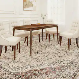Homcom - Rug 5x7, Machine Washable Rug, Non-Slip Classical Floral Print Floor Carpet for Living Room - Mixed Brown