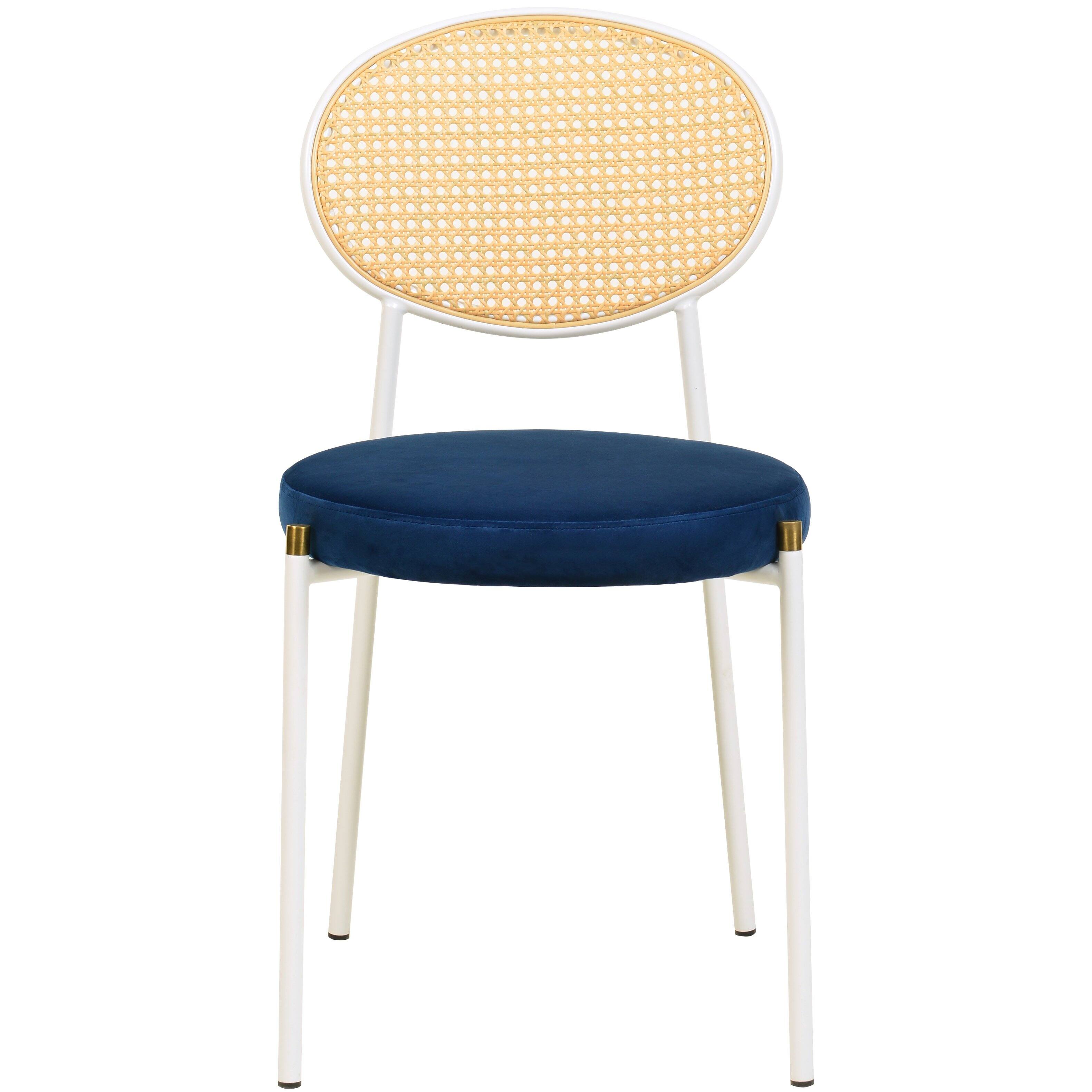 Alt View 2. LeisureMod - Euston 2-PCS Contemporary Accent Dining Chair with Velvet Cushion Seat & Rust-Resistant Metal Frame - Navy Blue.