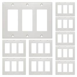 Cmple.com - Cmple - Decorator Wall Plate Insert Decorative Faceplate Standard Keystone Wall Plate Cover - 3 Gang - 10 Pack - White