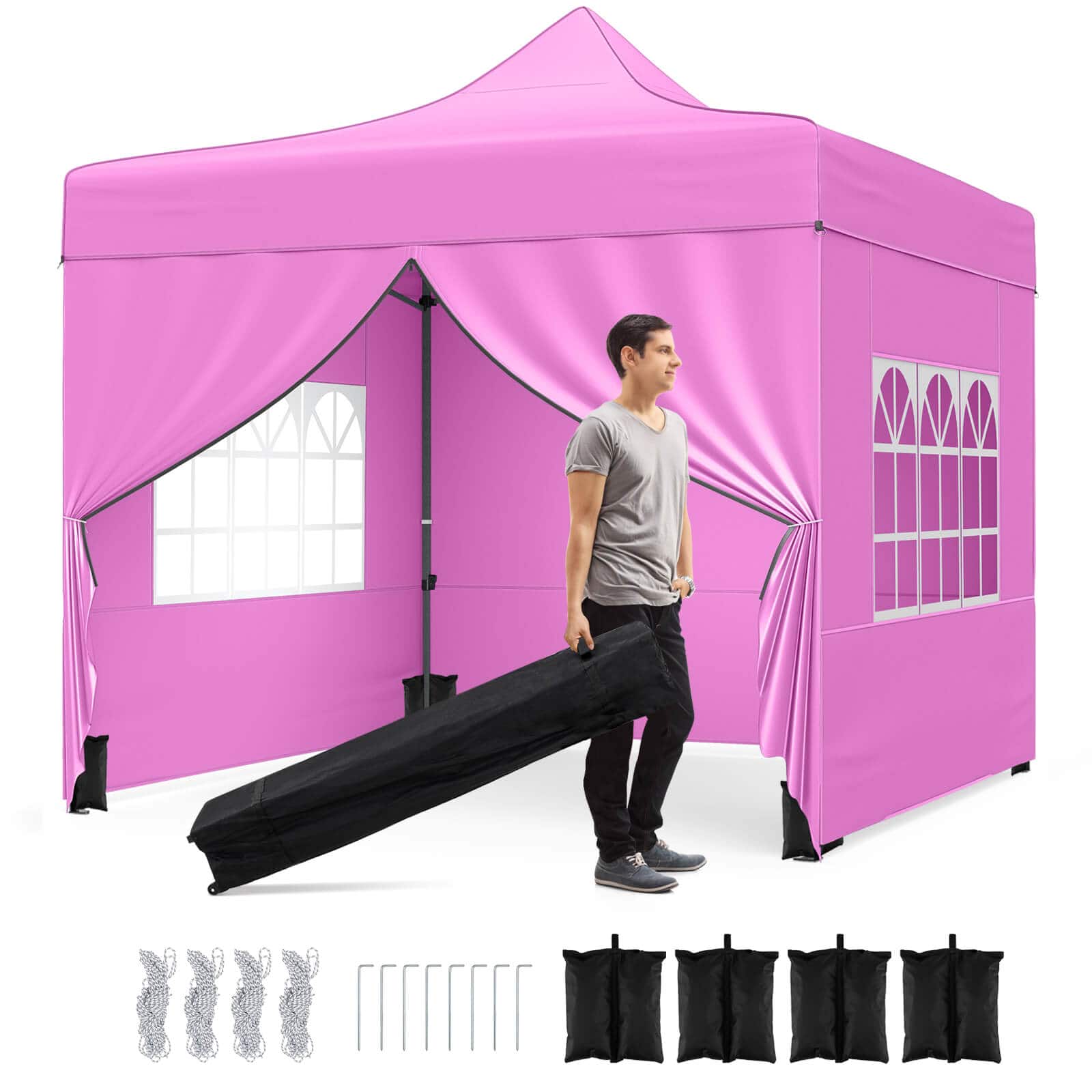 Costway - 10 x 10 FT Pop up Canopy Tent with 4 Removable Sidewalls, Wheeled Bag, Sandbags - Pink price history on PriceWatchPro