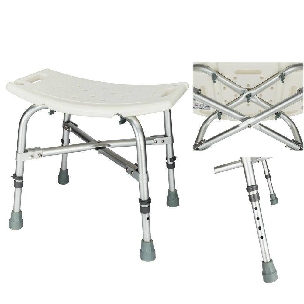 Left. Winado - 6-Height Adjustable Shower Chair, Heavy Duty Bath Bench with Anti-Slip Seat & Drainage Holes & 300lb Weight Capacity New - White.