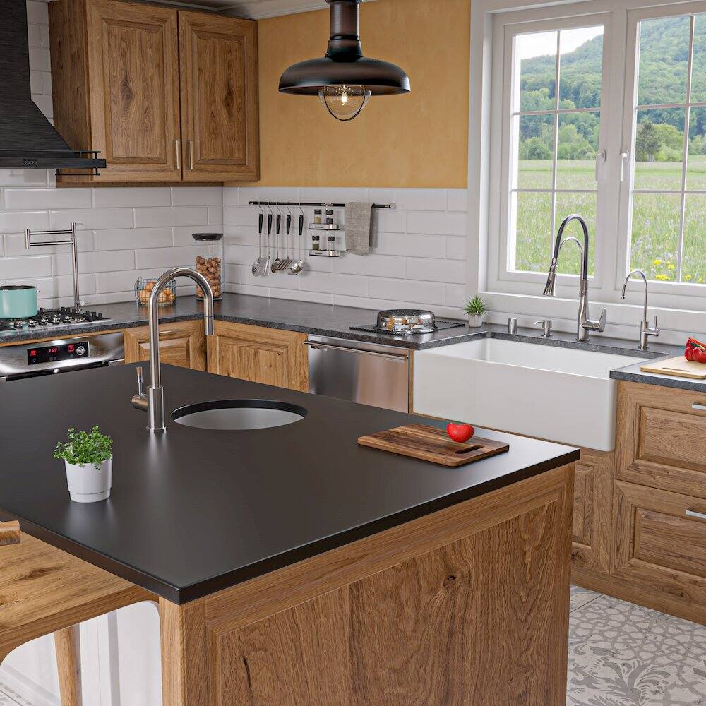 Alt View 2. Alfi - ALFI brand Gray Matte Round 18 x 18 Undermount / Drop In Fireclay Prep Sink - Gray.