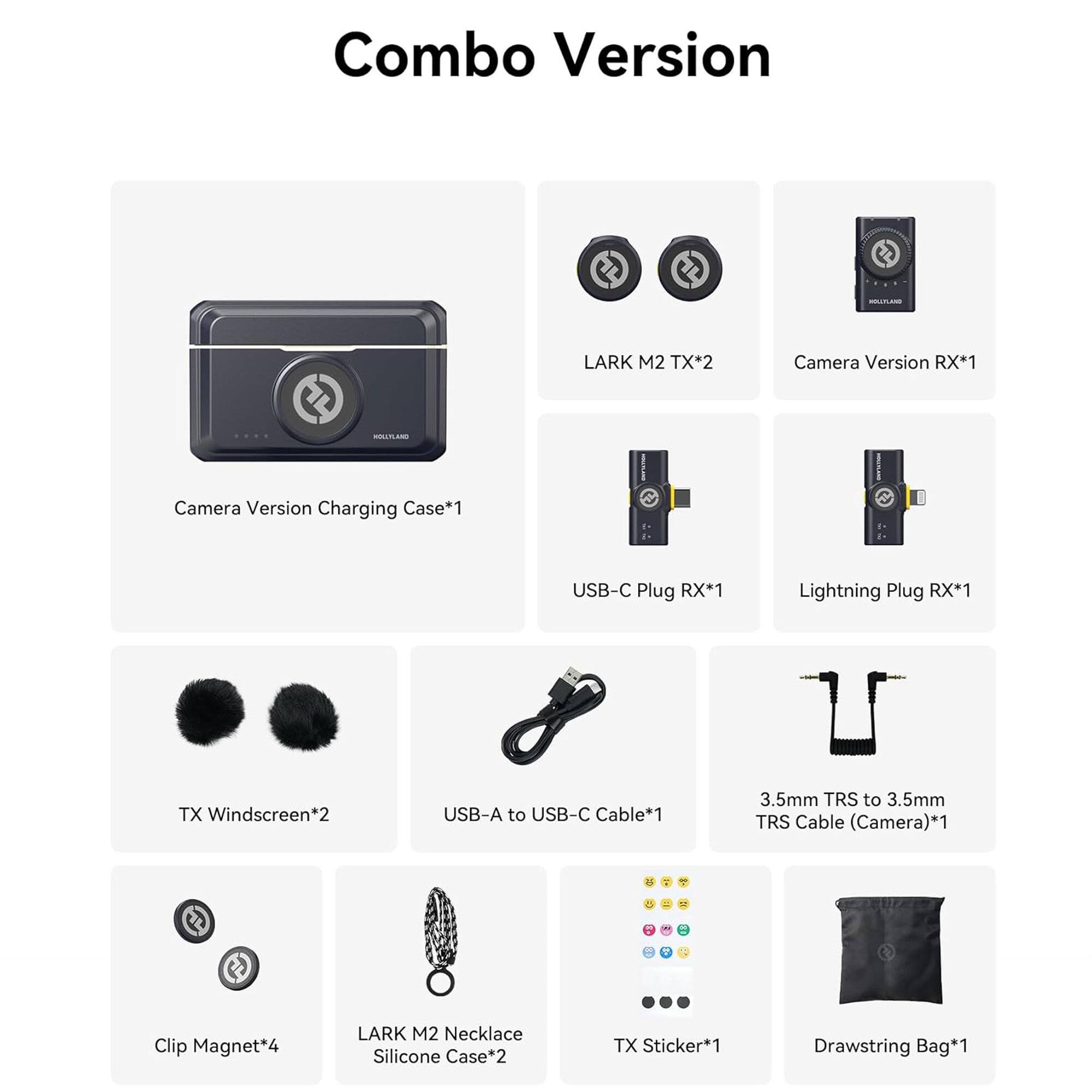 HOLLYLAND LARK M2 COMBO Wireless Combo Microphone System Content