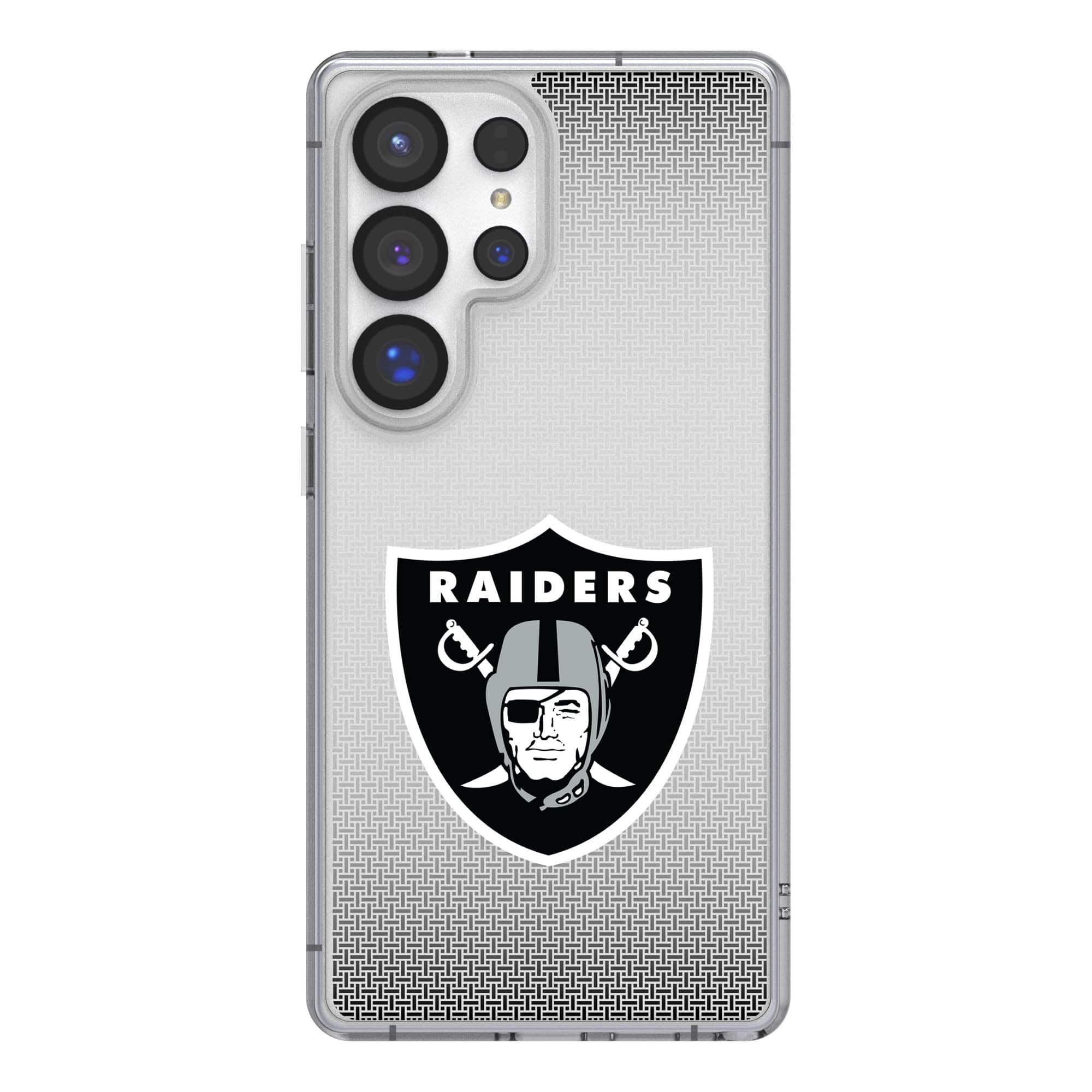 Front. Keyscaper - Las Vegas Raiders Linen Logo Galaxy Clear Case - S24 - Multicolor.