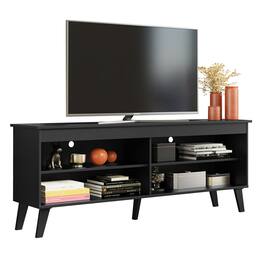 Madesa - TV Stand with 4 Open Shelves and Cable Management 59"L Media Storage Living Room and Bedroom - Black