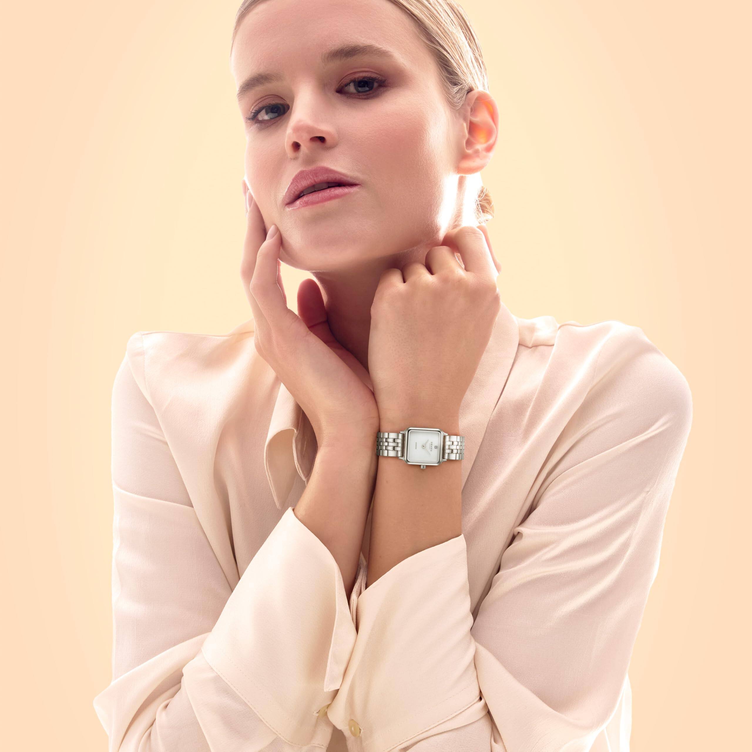 Alt View 3. Obaku - Obaku Adamas Steel Women’s Watch, Stainless Steel Mesh Bracelet, 22.5mm Case – White Mother of Pearl Dial - Mother of Pearl White.