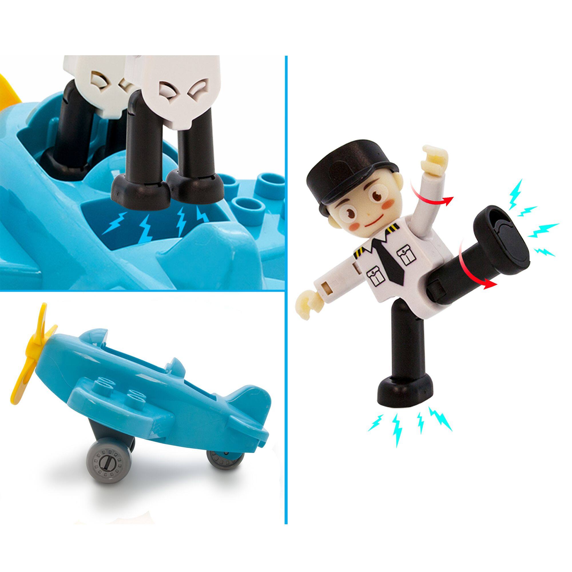 Alt View 4. PicassoTiles - PicassoTiles 4 PC Pilot, Helicopter, Airplane Set, Magnetic Tiles Building Blocks for Kids 3+.