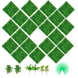 VEVOR - Artificial Boxwood Panels, 20 PCS 20\"x20\" Boxwood Hedge Wall Panels, PE Artificial Grass Backdrop Wall 1.6\" - Green