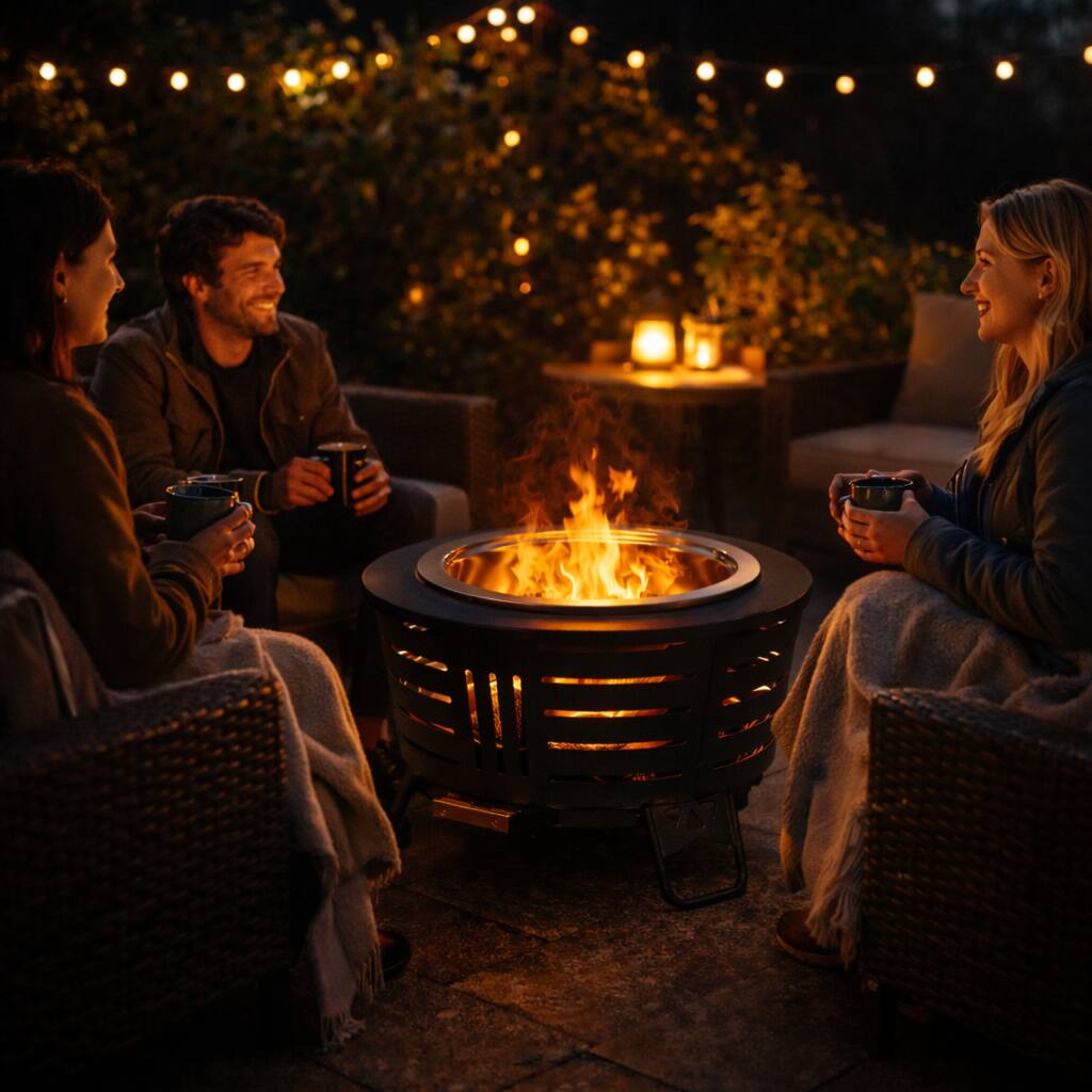 Alt View 1. Brano - 26 Inch Smokeless Fire Pit Outdoor Fireplace for Backyard, Patio - Triple-Burn Tech, Includes Ash Pan, Cover & Tools - black.