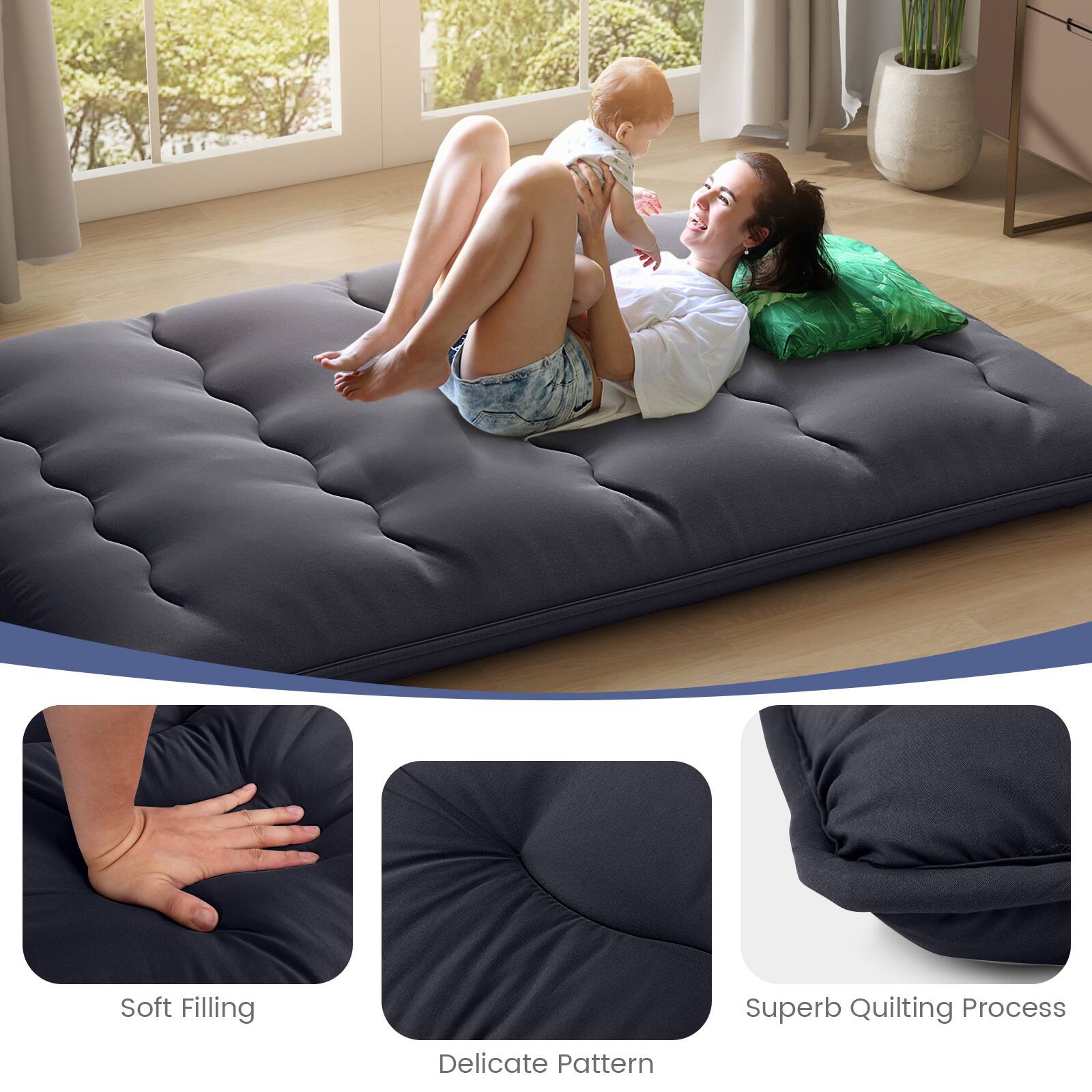 Soft Filling  
Delicate Pattern  
Superb Quilting Process