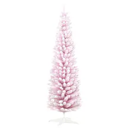 PULUZ - feet Decorated Christmas Tree Snow Flocked Artificial Christmas Tree with Pencil Shape, Realistic Branches - Pink