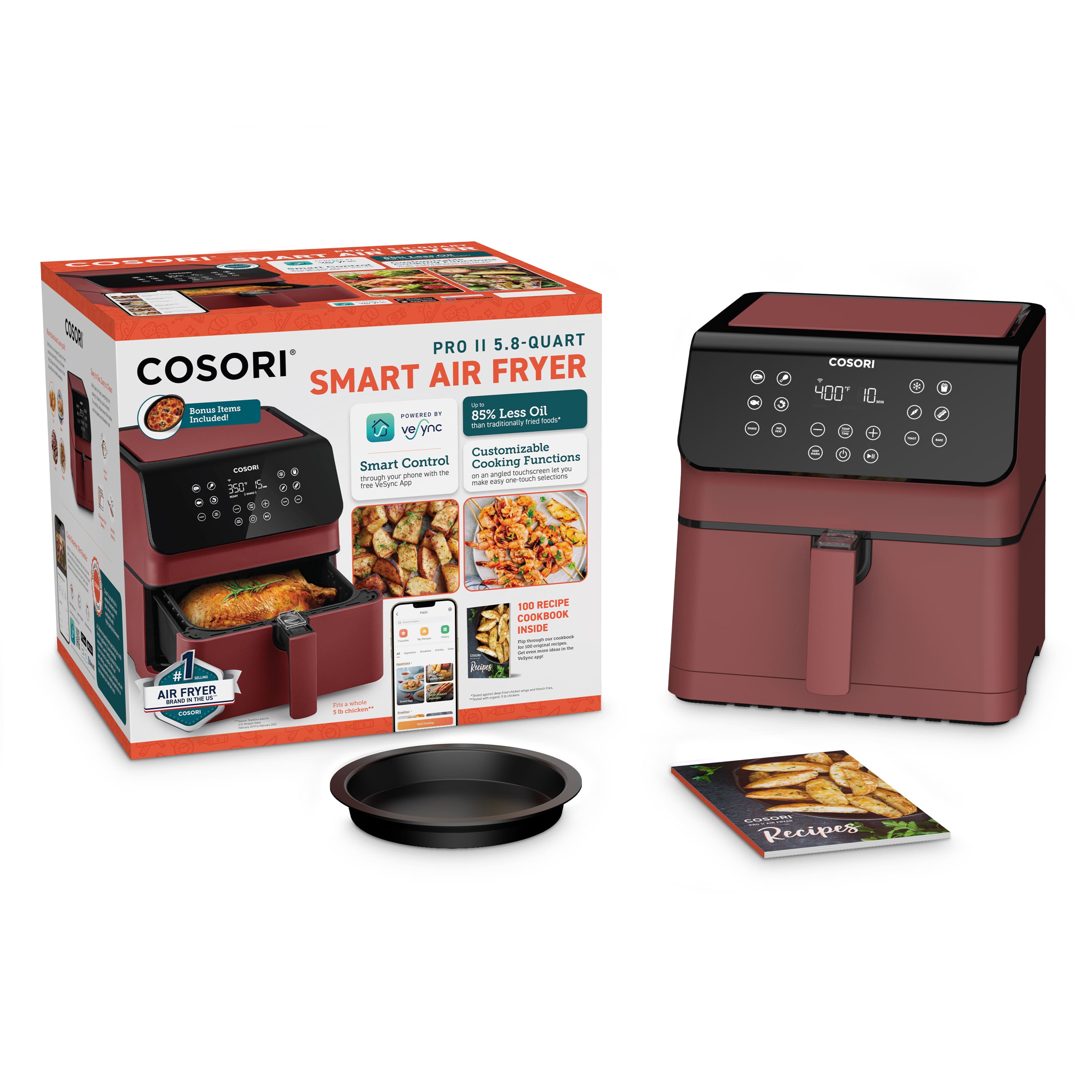 Customer reviews cosori pro ii 5 8 quart smart air fryer red