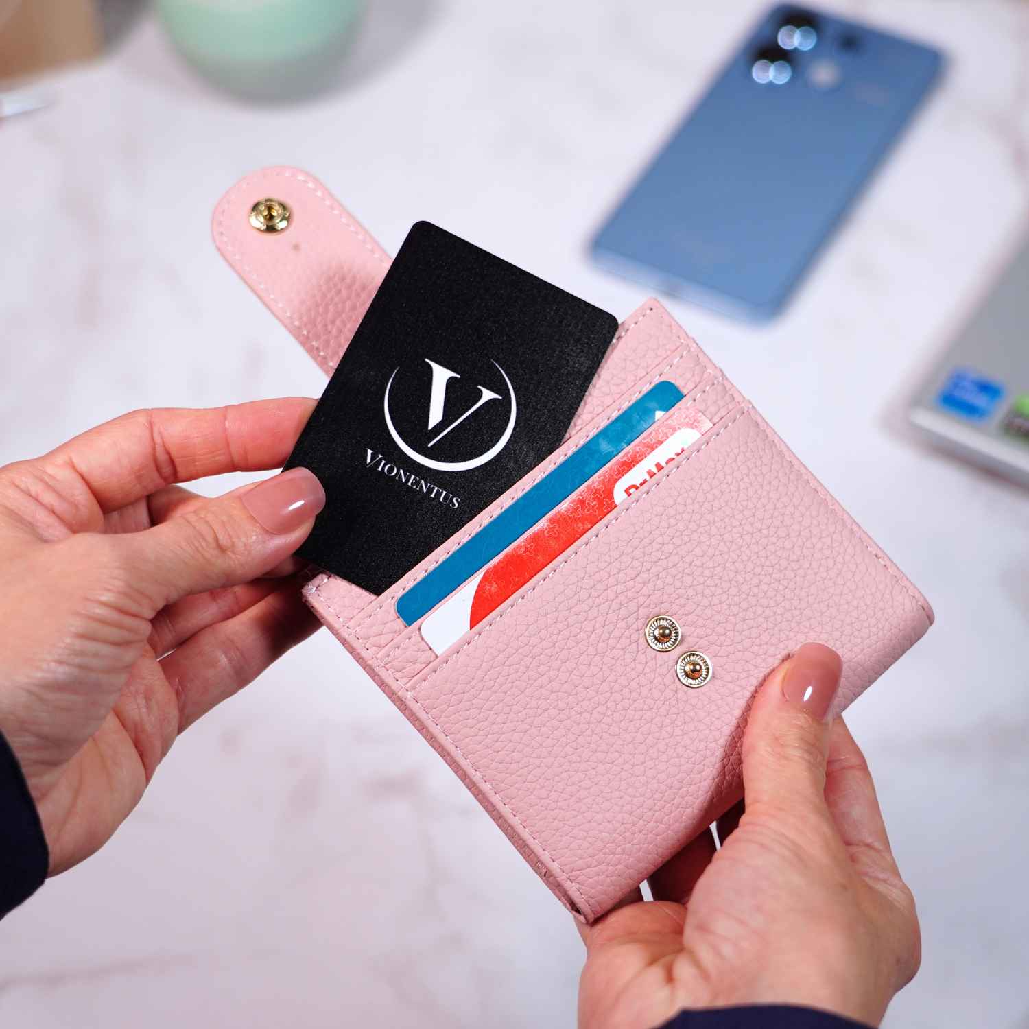 Alt View 10. Vionentus - Women's AirTag Wallet Deluxe Smart VN305 - white.