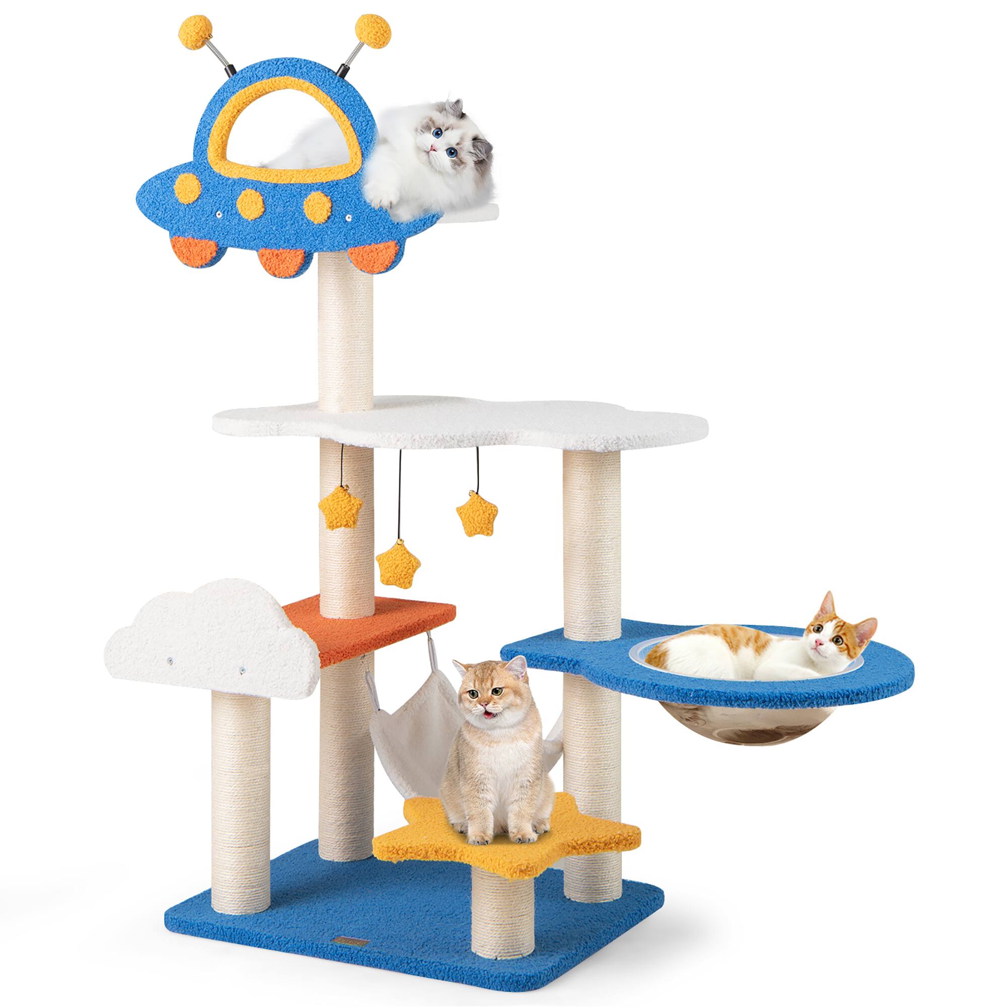Alt View 9. Gymax - Gymax 49'' Tall Cat Tree w/ UFO Top Perch Space Capsule Sisal Scratching Posts Cloud.