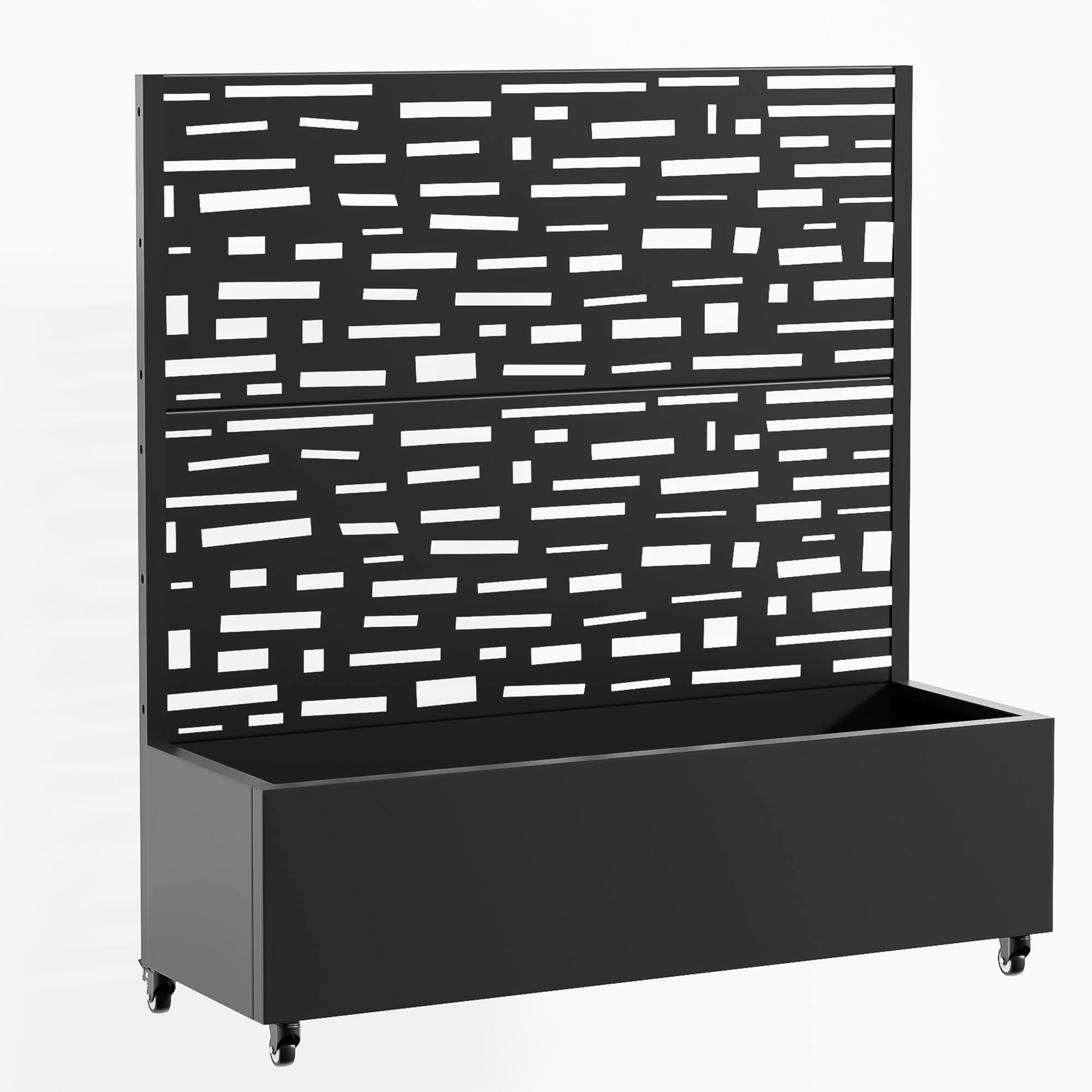 Angle. PexFix - 47 in. H x 47 in. W Gerald Pattern Rectangle Metal Planter Box Raised Garden Beds with Trellis-Ideal for Balcony - Black.