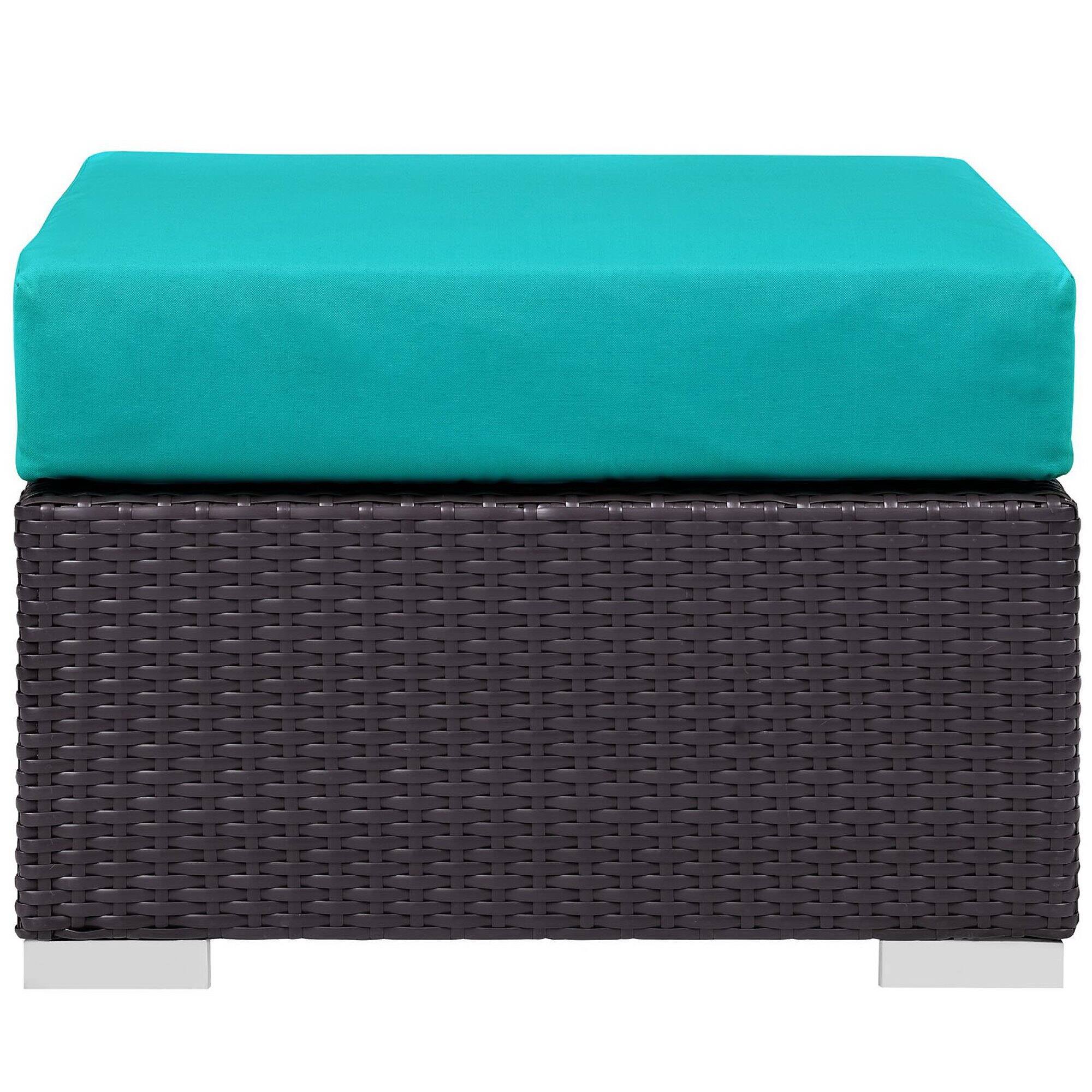 Left. Modway - Convene Outdoor Patio Fabric Square Ottoman by Modway - Espresso Turquoise.