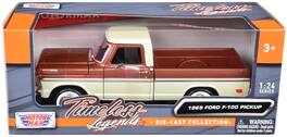 1969 Ford F-100 Pickup Truck "Timeless Legends" 1/24 Diecast Model Car by Motormax - Brown Metallic and Cream