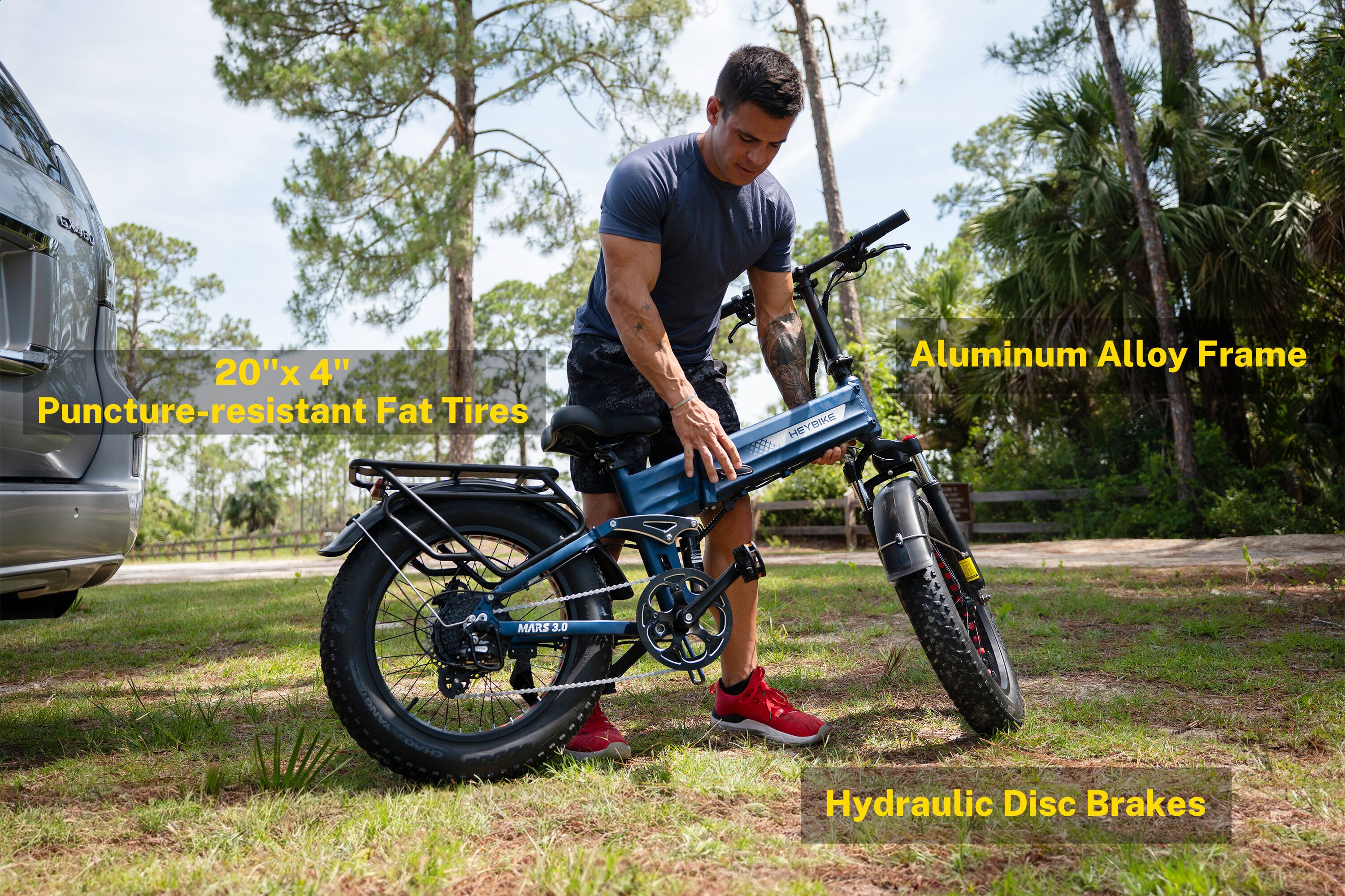 Due 20"x 4" Puncture-resistant Fat Tires HEYBIKE 8 Aluminum Alloy Frame A MARS 3.0 Hydraulic Disc Brakes