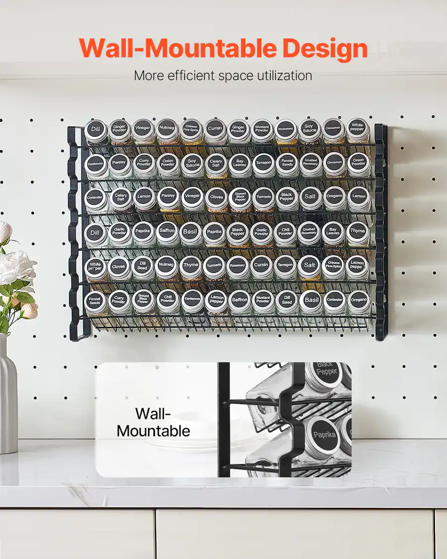 VEVOR Spice Rack Organizer for Cabinet, Spice Organizer with 72 Empty ...