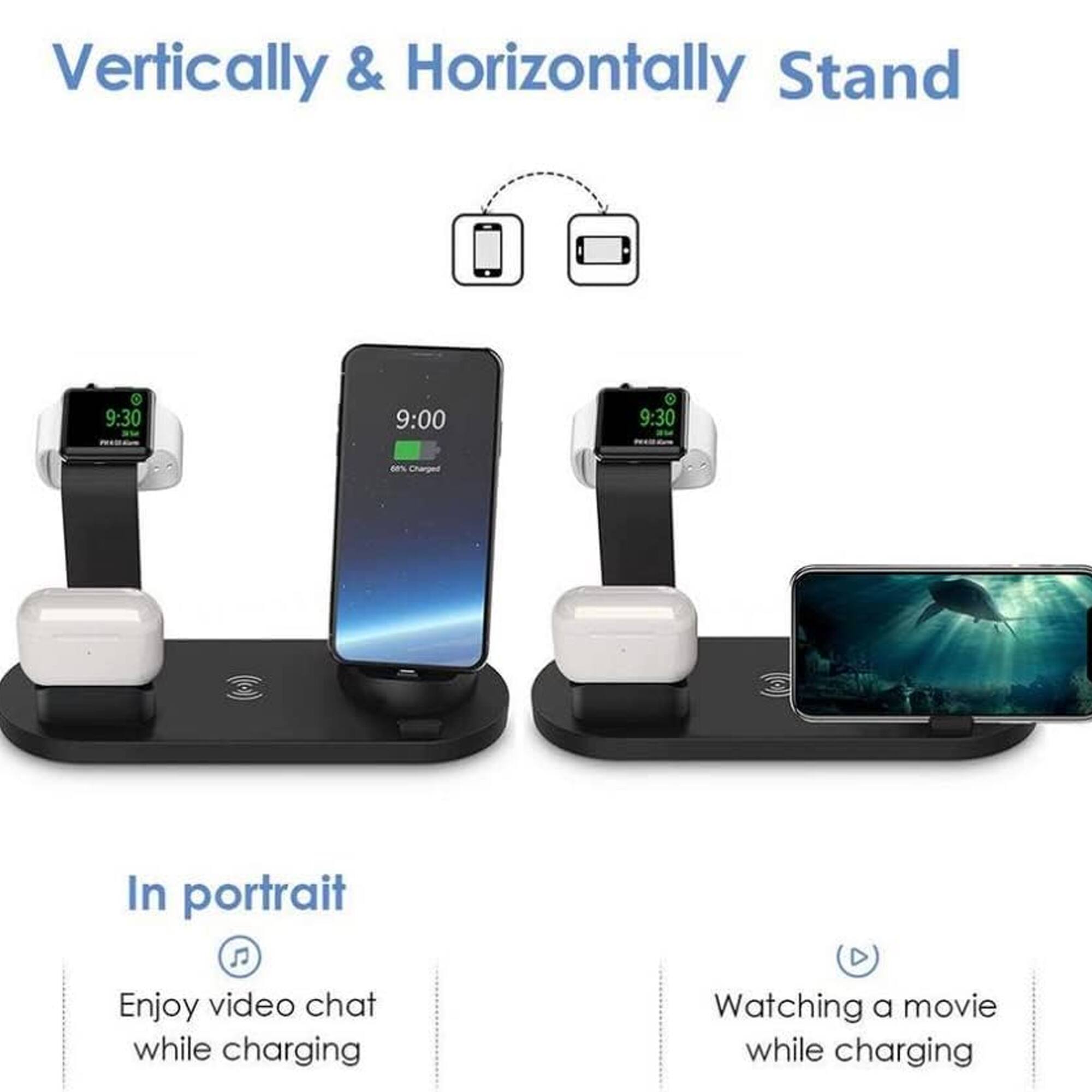 Vertically & Horizontally Stand

In portrait

Enjoy video chat while charging

Watching a movie while charging