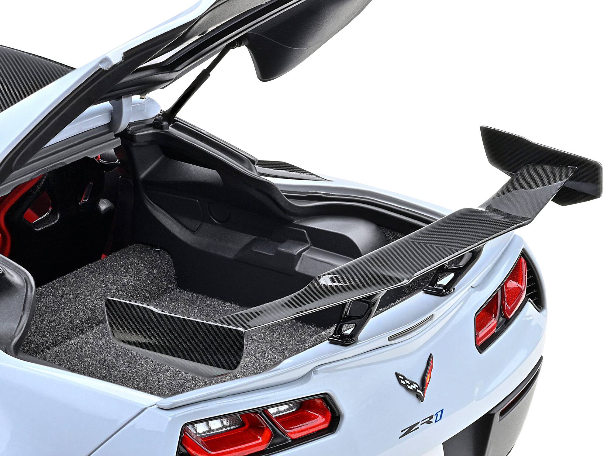 Alt View 1. Autoart - 2019 Chevrolet Corvette C7 ZR1 Ceramic Matrix Gray Metallic with Carbon Top 1/18 Model Car by Autoart - Ceramic Matrix Gray Metallic With Carbon Top.