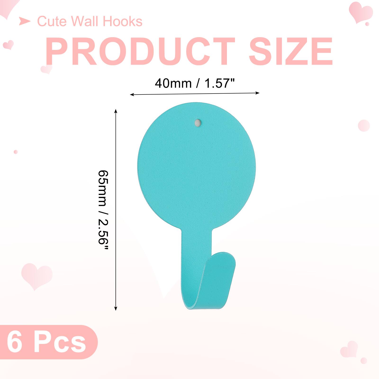 Cute Wall Hooks

PRODUCT SIZE

40mm / 1.57"

65mm / 2.56"

6 Pcs