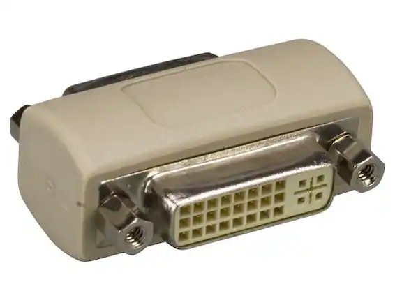 Front. Cable Leader - DVI-D Female to Female Coupler Adapter, Dual Link, Fully Molded - Beige.
