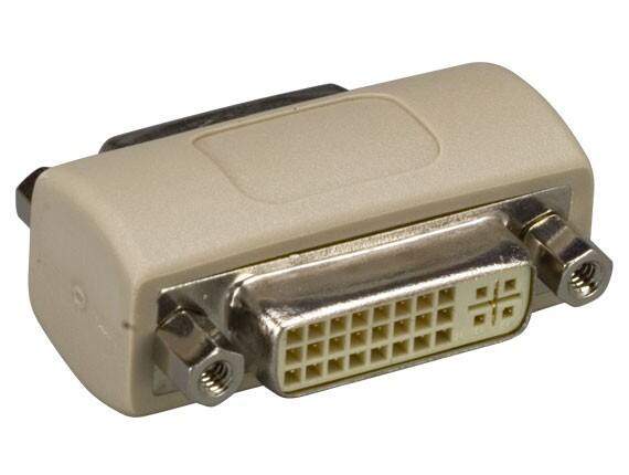 Front. Cable Leader - DVI-D Female to Female Coupler Adapter, Dual Link, Fully Molded - Beige.