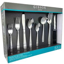 Gibson - Home Palmore Plus 55 Piece Flatware Set - Silver