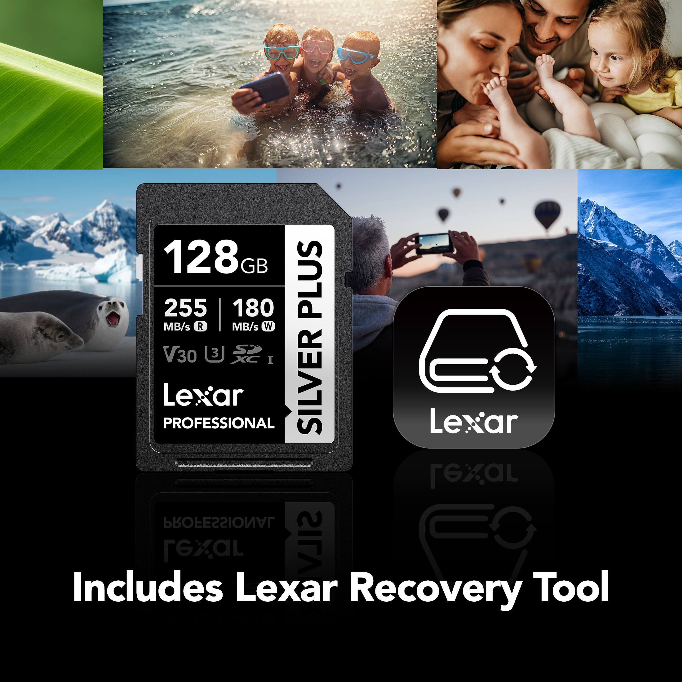 128 GB 255 180 PLUS MB/s R MB/s W V30 3 3 I Lexar PROFESSIONAL SILVER Includes Lexar Recovery Tool