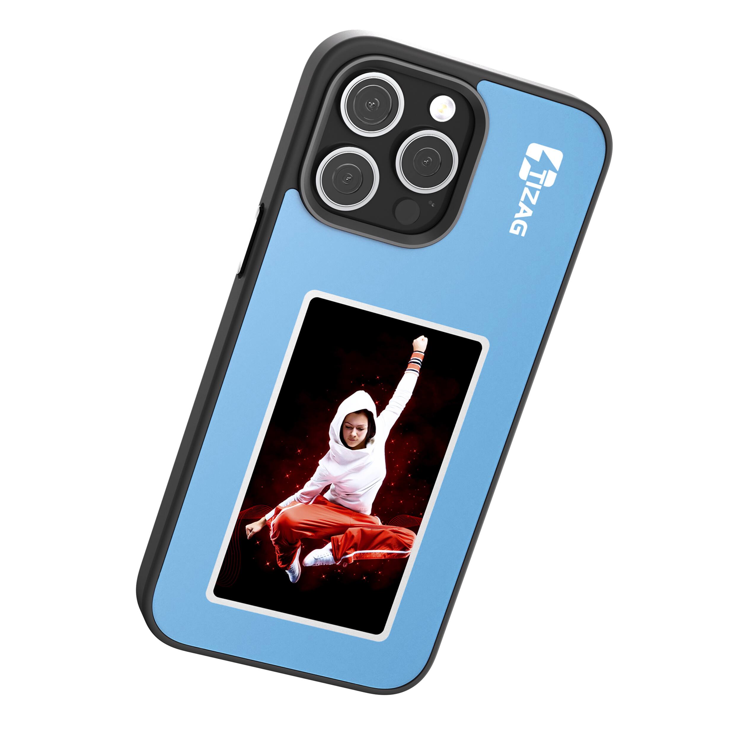 Left. Tizag - Digital Canvas Case for iPhone 16 Pro Max - Blue.