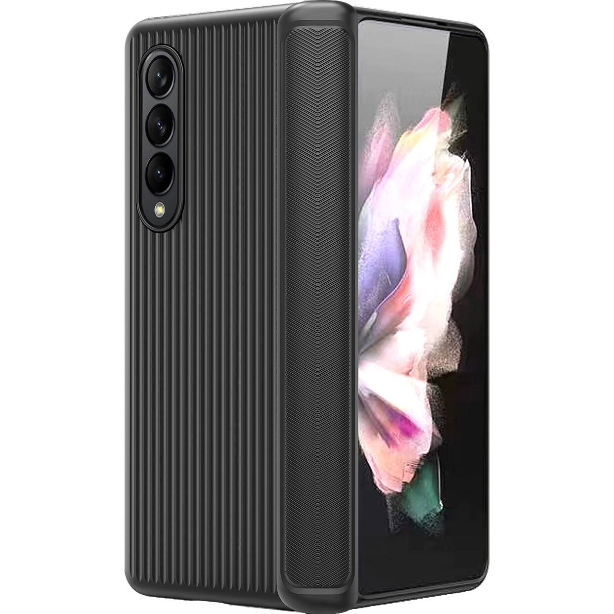 Front. SaharaCase - GRIP Series Case for Samsung Galaxy Z Fold4 - Black.